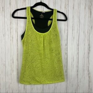 Prana lime green black layered tank